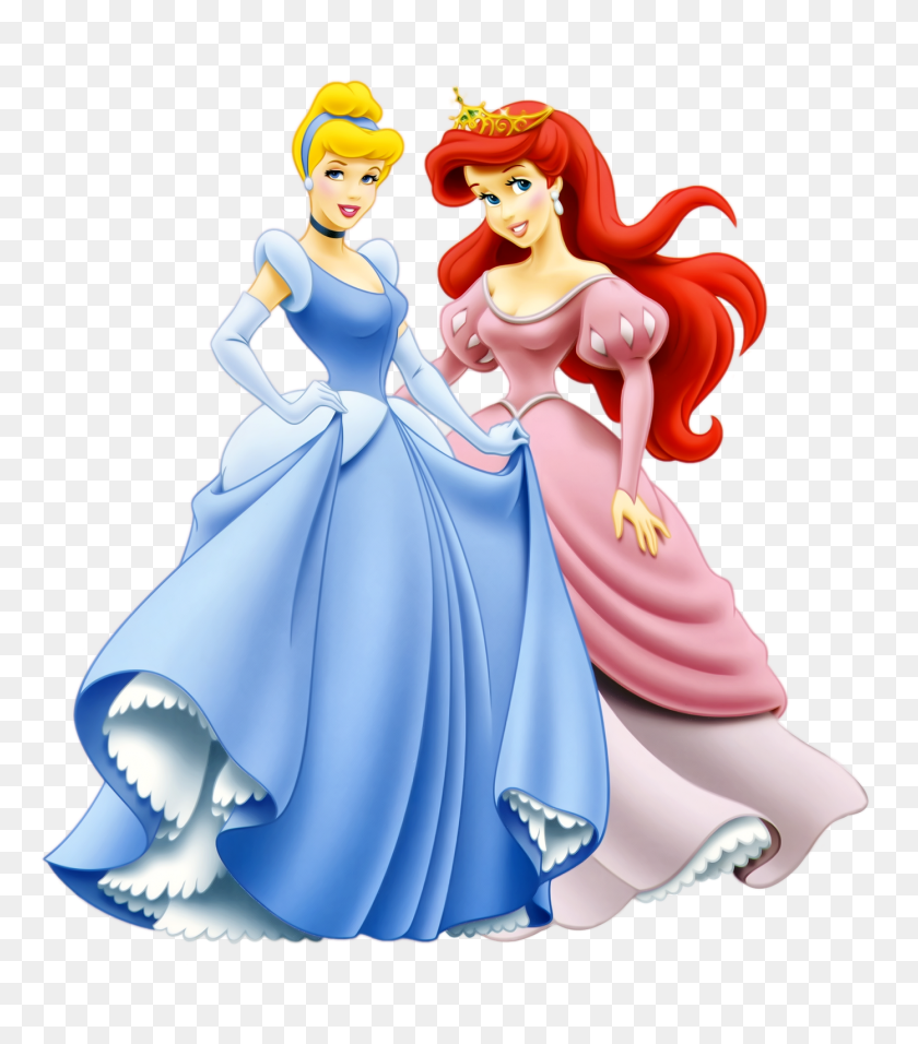 1392x1600 Princess Ariel And Cinderella - Cinderella PNG