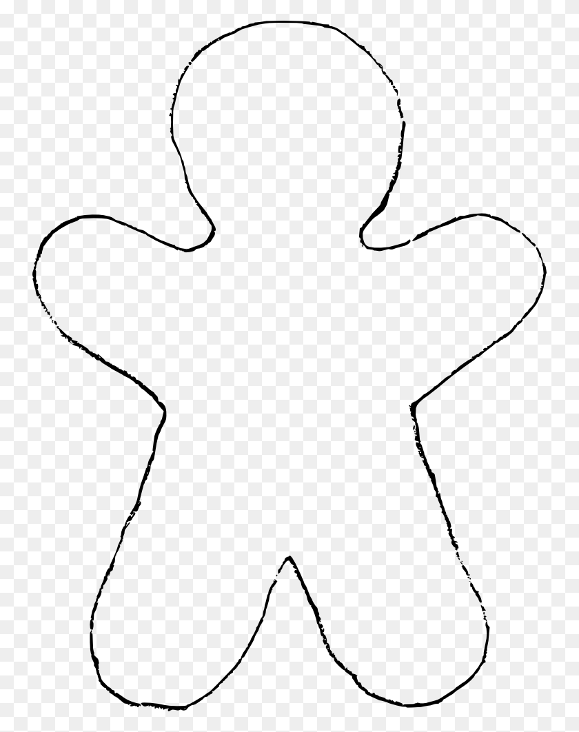 746x1002 Printable Gingerbread Man Outline - Gingerbread House Clip Art