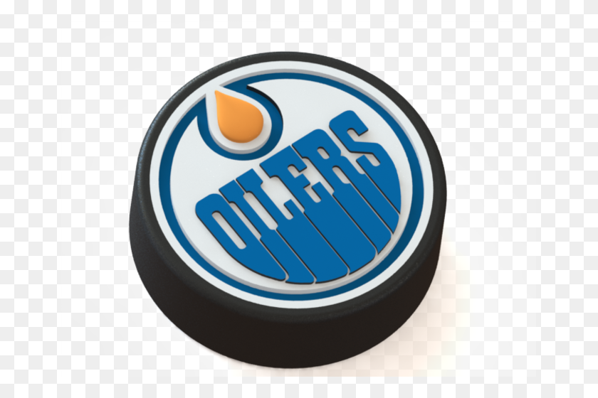 667x500 Printed Edmonton Oilers Logo On Ice Hockey Puck - Edmonton Oilers Logo PNG