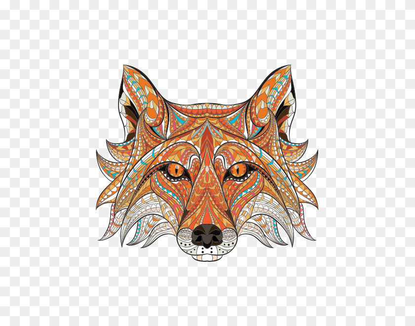 600x600 Printed Vinyl Ethnic Style Colorful Wolf Head Stickers Factory - Wolf Head PNG