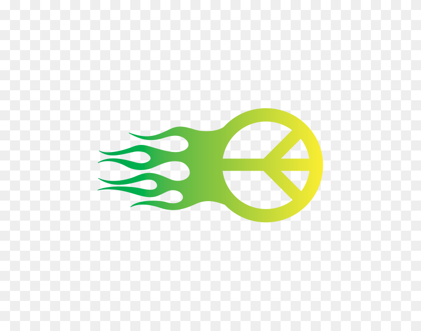 600x600 Printed Vinyl Peace Symbol Flames Yellow Green Stickers Factory - Green Flames PNG