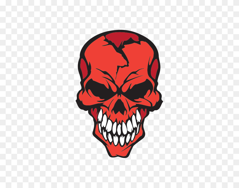 600x600 Printed Vinyl Red Skull With White Teeth Stickers Factory - Red Skull PNG