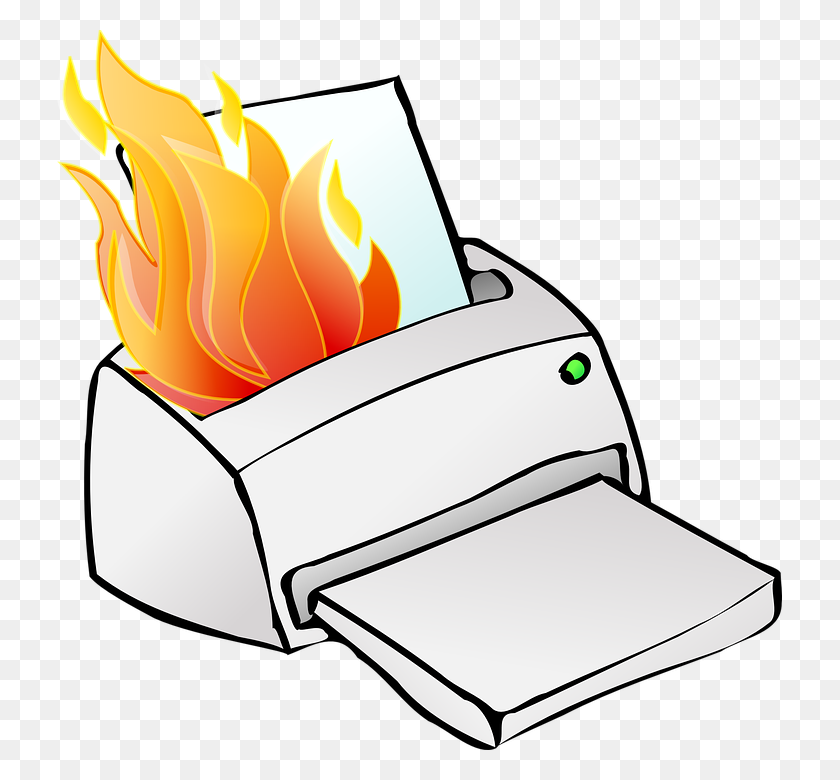 725x720 Printer On Fire - Cartoon Flames PNG