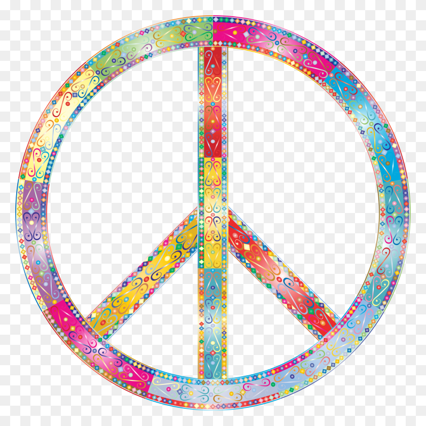 2322x2322 Prismatic Decorative Ornamental Peace Sign Icons Png - Peace Sign PNG