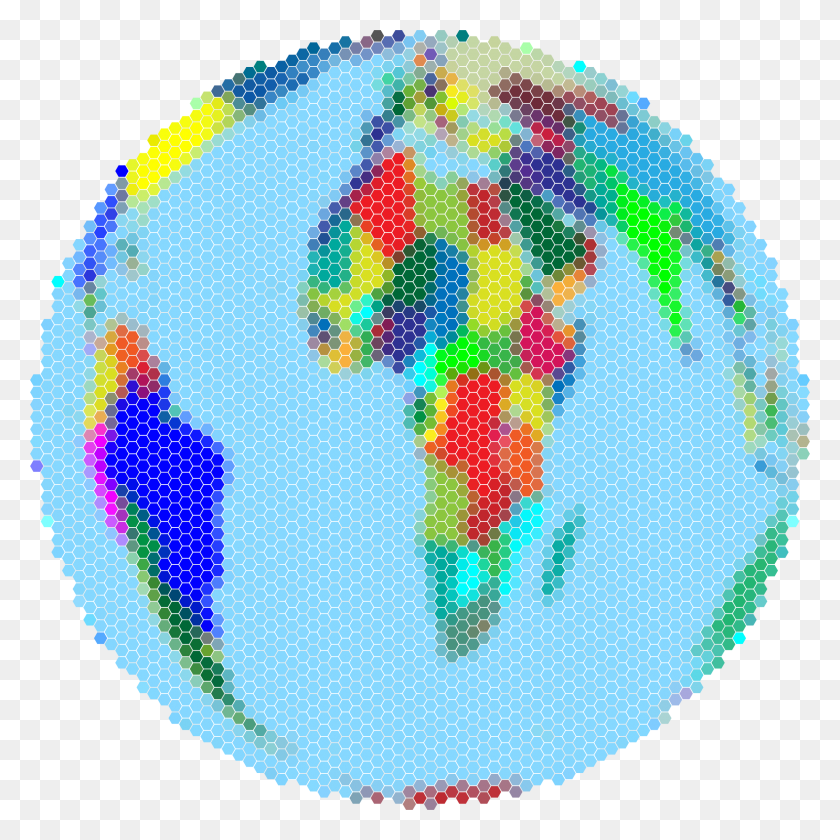 2362x2362 Prismatic Earth Globe Hexagonal Mosaic Icons Png - Mosaic PNG