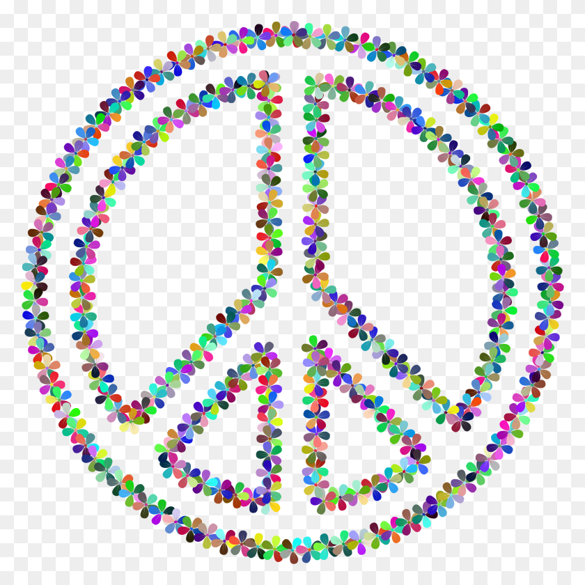 2244x2246 Prismatic Floral Peace Sign Outline Icons Png - Peace Sign PNG