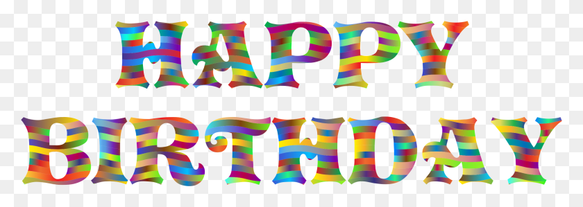 2234x686 Prismatic Happy Birthday Typography Icons Png - Happy Birthday PNG