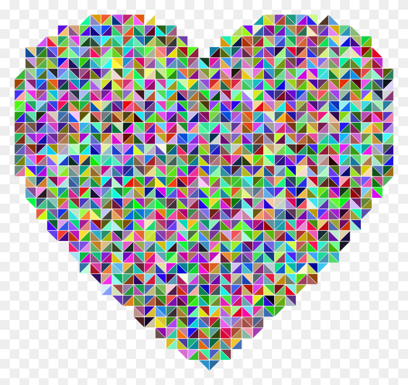 2278x2146 Prismatic Heart Triangular Mosaic Icons Png - Mosaic PNG
