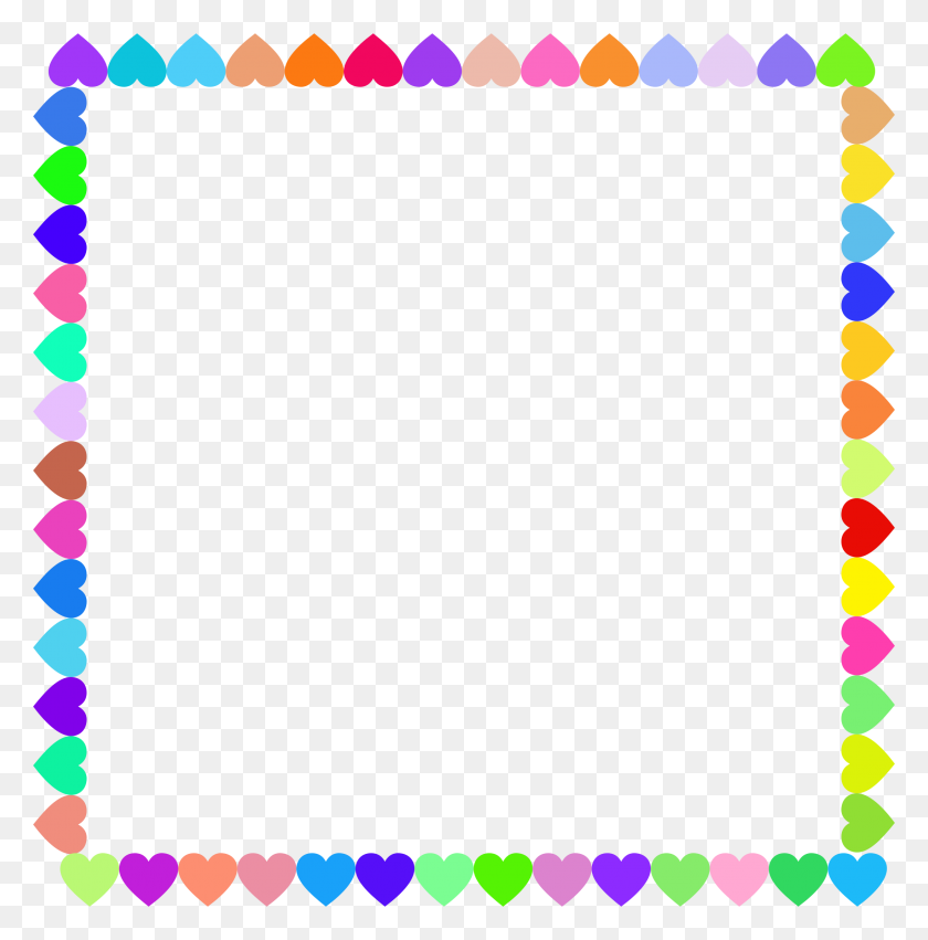 2192x2224 Prismatic Hearts Frame Icons Png - Heart Frame PNG