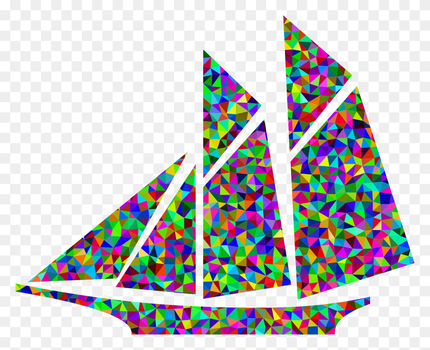 2268x1819 Prismatic Low Poly Sailboat Icons Png - Sail Boat PNG