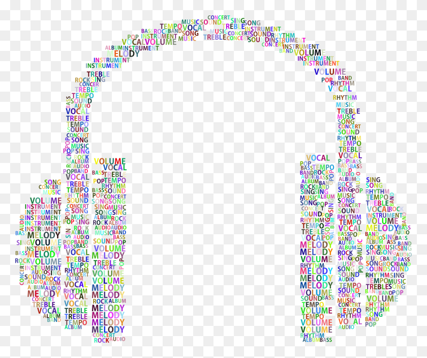 2326x1918 Prismatic Music Headphones Word Cloud No Background Icons Png - PNG Music