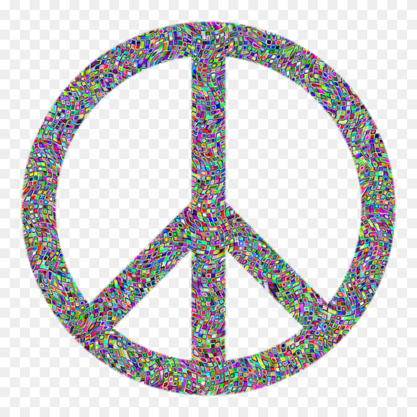 2400x2400 Prismatic Psychedelic Confetti Peace Sign Icons Png - Psychedelic PNG