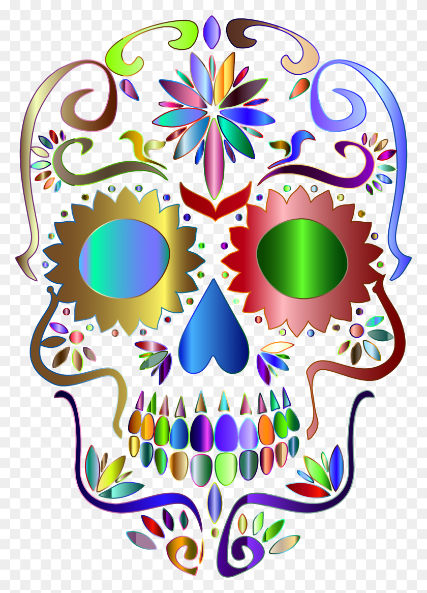 1598x2266 Prismatic Sugar Skull Silhouette No Background Icons Png - Skull Silhouette PNG