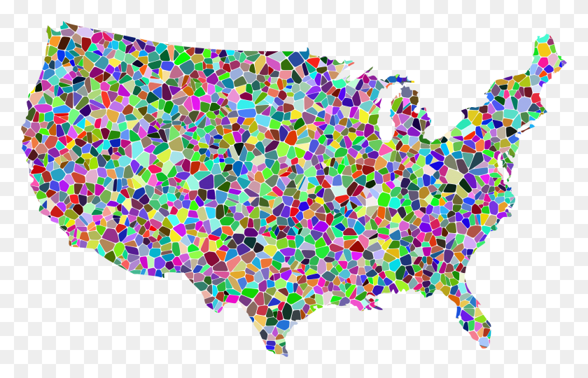 2326x1432 Prismatic Tiled United States Map Icons Png - United States PNG