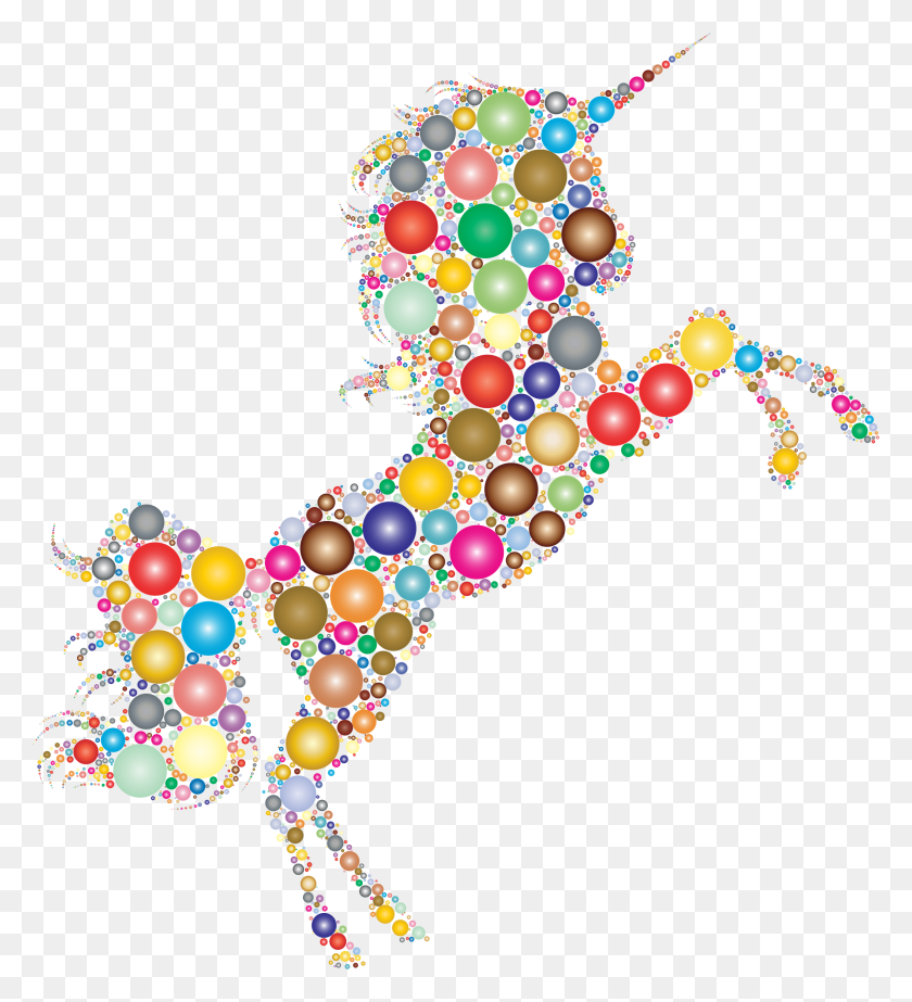 2114x2340 Prismatic Unicorn Silhouette Circles No Background Icons Png - Gold Unicorn PNG
