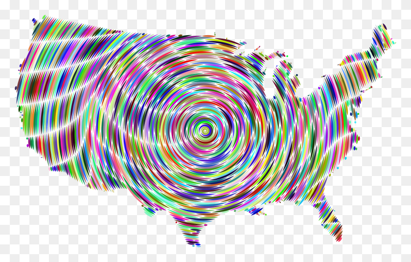 2352x1438 Prismatic United States Map Concentric Icons Png - Concentric Circles PNG