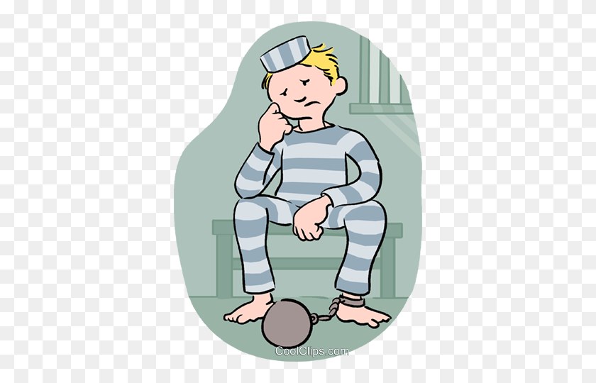 350x480 Prisoner Sitting In Prison Royalty Free Vector Clip Art - Prison Clipart