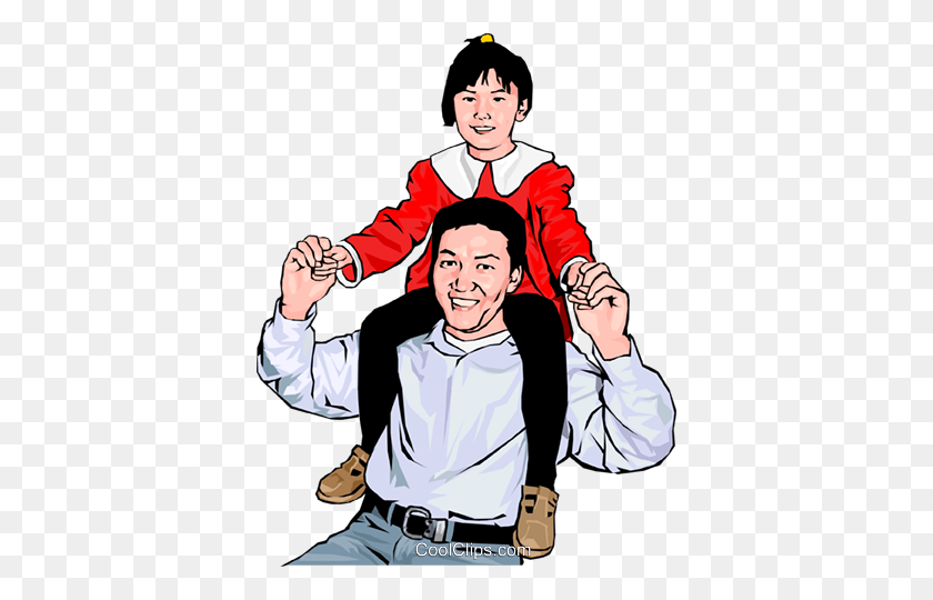 378x480 Proud Father And Child Royalty Free Vector Clip Art Illustration - Proud Clipart