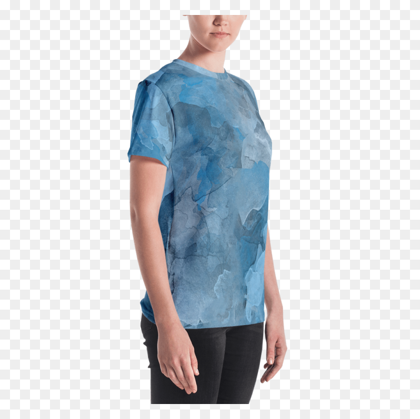 1000x1000 Camiseta De Mujer De Acuarela Azul De Prusia - Acuarela Azul Png