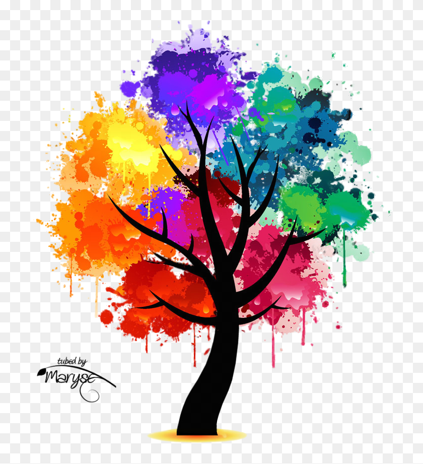 755x861 Psp Tubes De Maryse Mr Colorful Tree Png - Salpicadura De Acuarela Png