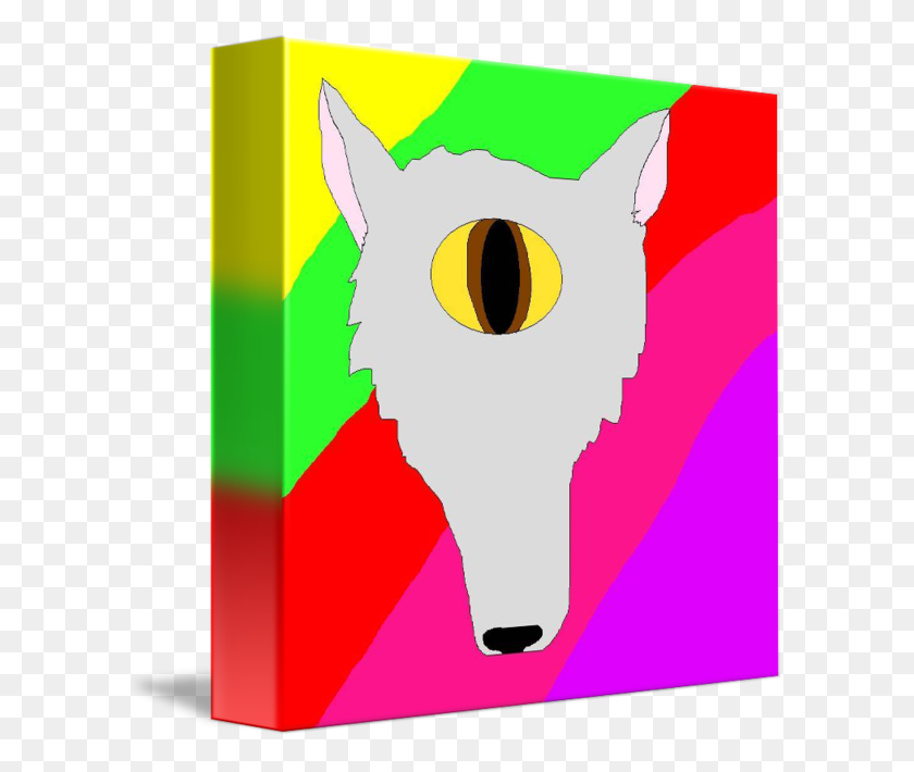 606x650 Psychedelic Cyclops Wolf - Psychedelic PNG