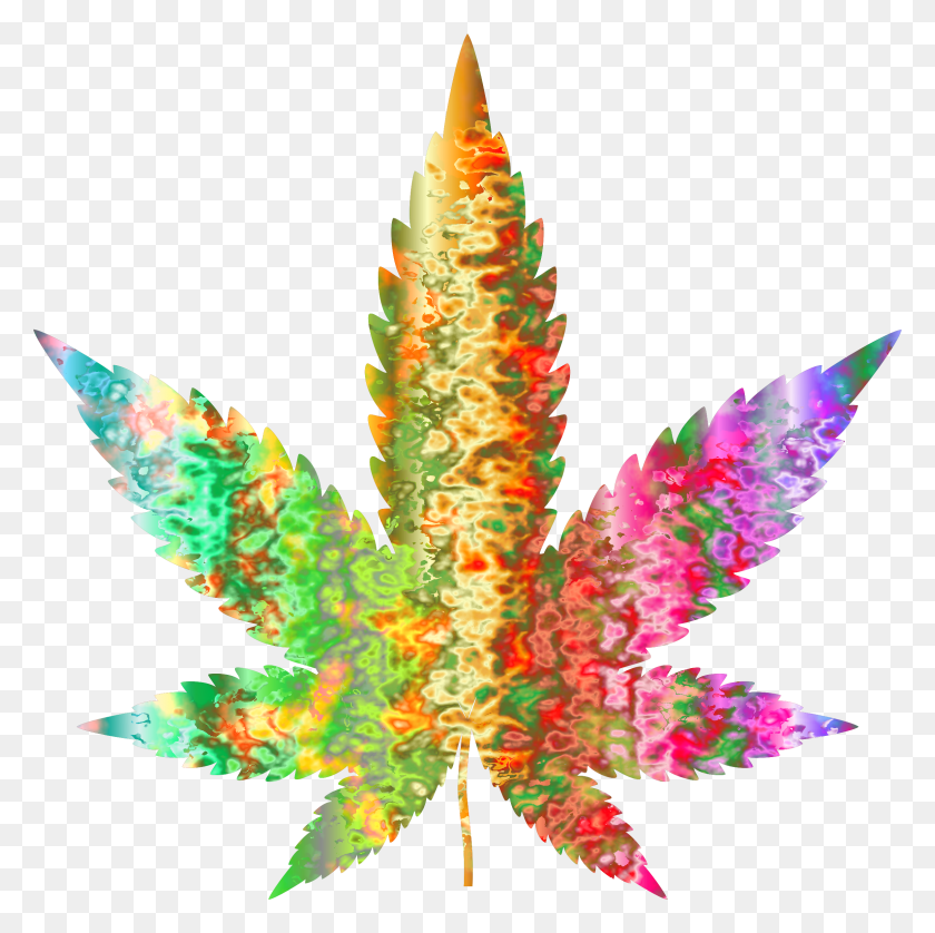 2369x2365 Psychedelic Marijuana Leaf Icons Png - Psychedelic PNG