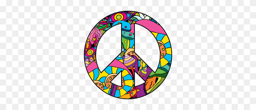 300x300 Psychedelic Peace Sign Hippie Sticker - Psychedelic Clipart