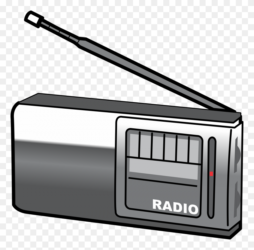 2400x2366 Publicdomainq Портативное Радио Картинки - Радио Клипарт Черно-Белое