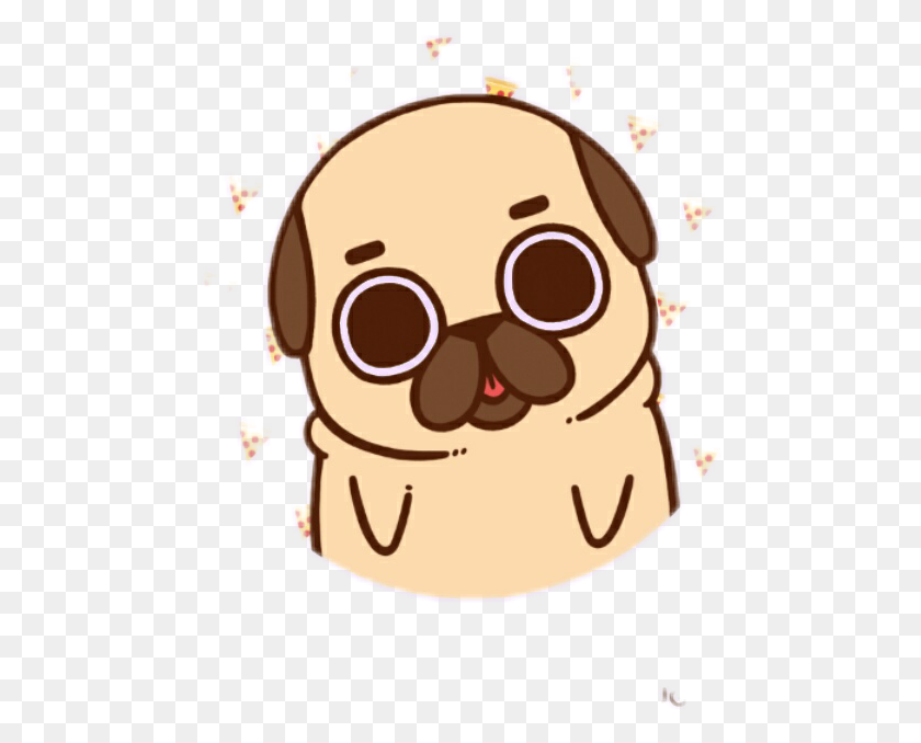 476x618 Pug Cute Lovely Pizza Dog Kawaii Ftestickers - Pug Dog Clipart