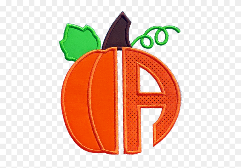 458x525 Pumpkin Alphabet Applique - Pumpkin Monogram Clipart