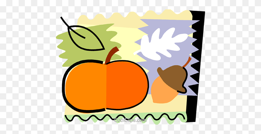 480x371 Pumpkin And Acorn Royalty Free Vector Clip Art Illustration - Acorn Clipart PNG