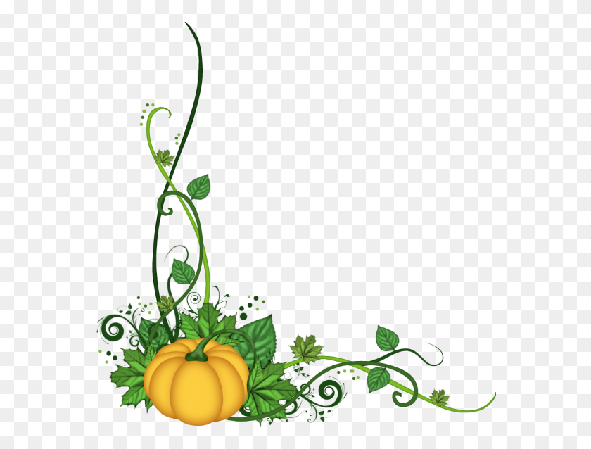 571x578 Pumpkin Corner Flourish Png - Thanksgiving Border PNG