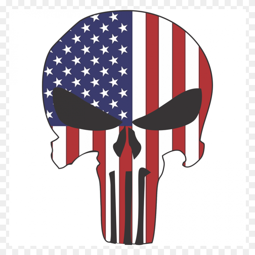 800x800 Punisher Skull Usa Flag - Punisher Skull PNG