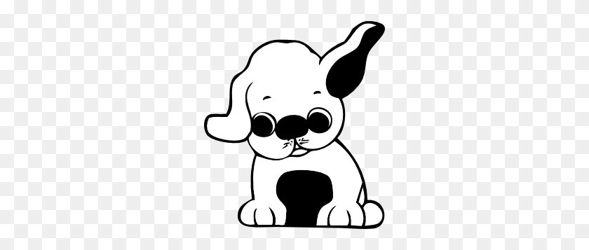 258x297 Puppy Clip Art Black And White - Puppy Black And White Clipart