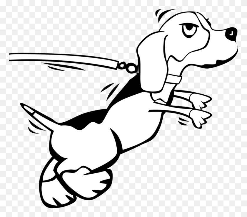 865x750 Puppy Dachshund Leash Coloring Book Dog Training - Weiner Dog Clip Art