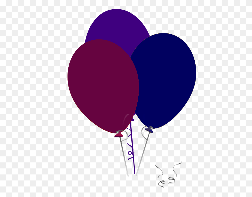 468x595 Purple And Blue Balloons Png, Clip Art For Web - Blue Balloon Clipart