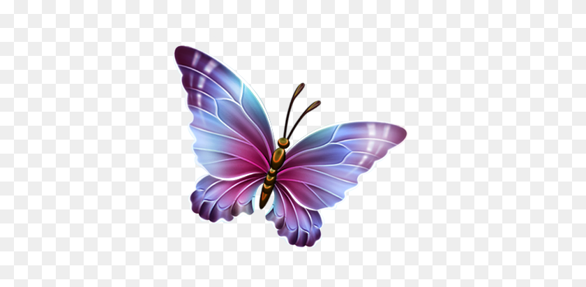 395x351 Фиолетовые И Синие Прозрачные Бабочки Клипарт Картинки - Летающие Бабочки Клипарт