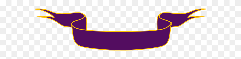 600x148 Purple And Gold Ribbon Clip Art - Gold Banner PNG