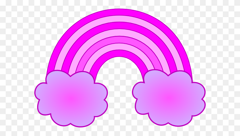 600x417 Purple And Pink Rainbow With Clouds Clip Art - Rainbow With Clouds Clipart