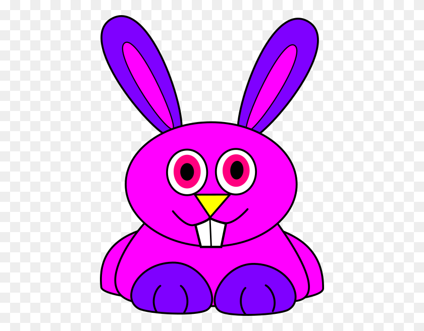 444x596 Purple And Pink Sitting Bunny Clip Art - Bunny Nose Clipart