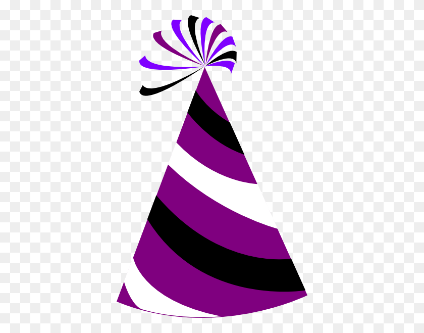 378x599 Purple And White Party Hat Clip Art - Party Clipart Black And White
