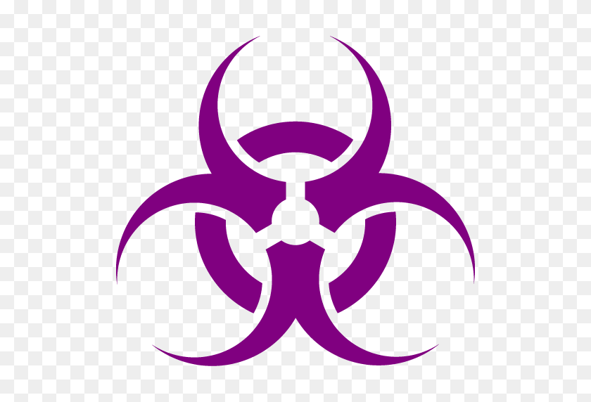 512x512 Icono Púrpura De Riesgo Biológico - Símbolo De Riesgo Biológico Png