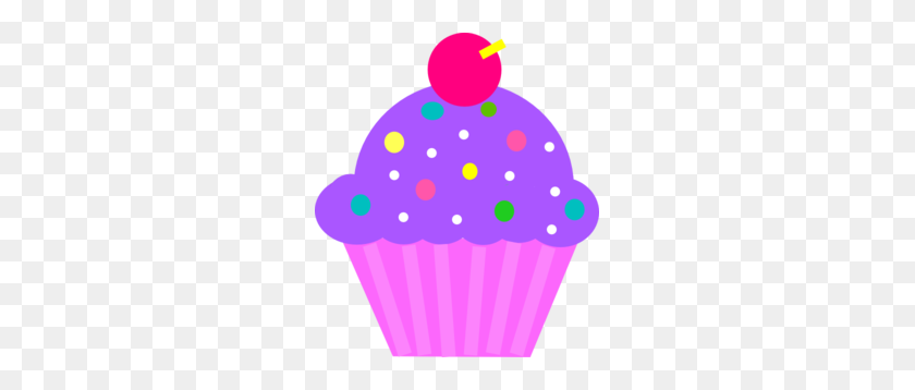 261x298 Purple Birthday Cupcake Clipart - Purple Clipart