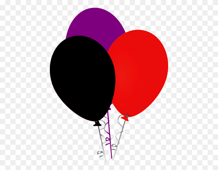 456x598 Purple Black And Red Balloons Clip Art - Balloon Clipart Transparent Background