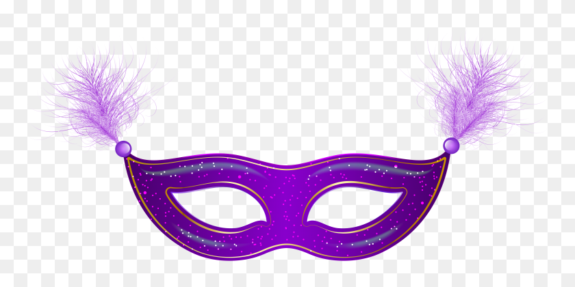 8000x3695 Purple Carnival Mask Clip Art Png - Mardi Gras PNG