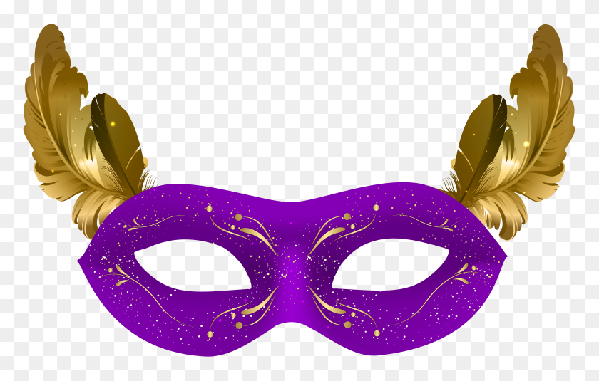 8000x4877 Purple Carnival Mask Png Clip - Masquerade Mask PNG