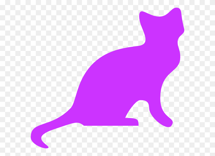 600x553 Purple Cat Silhouette - Cat Clipart Silhouette