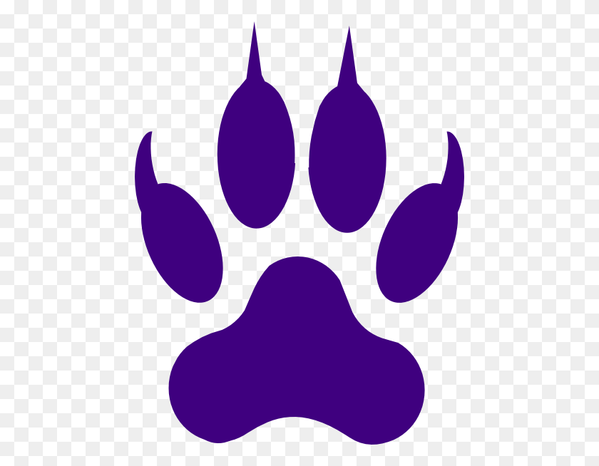 462x594 Фиолетовый Клипарт С Принтом Лапы - Wildcat Paw Clipart