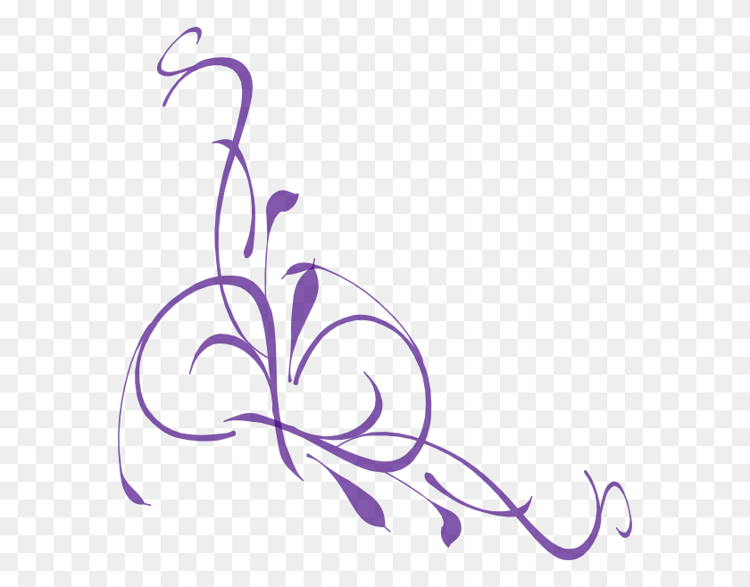 576x598 Purple Flower Border - Floral Border Clip Art