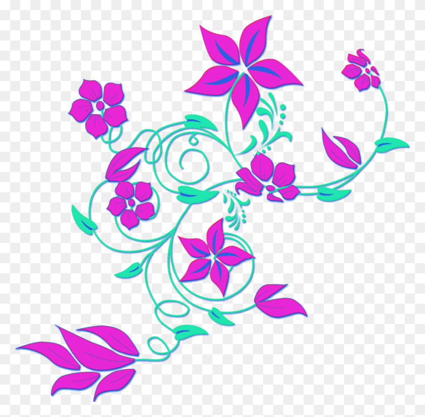 1024x1003 Фиолетовый Цветок Границы Картинки - Гавайский Пограничный Клипарт